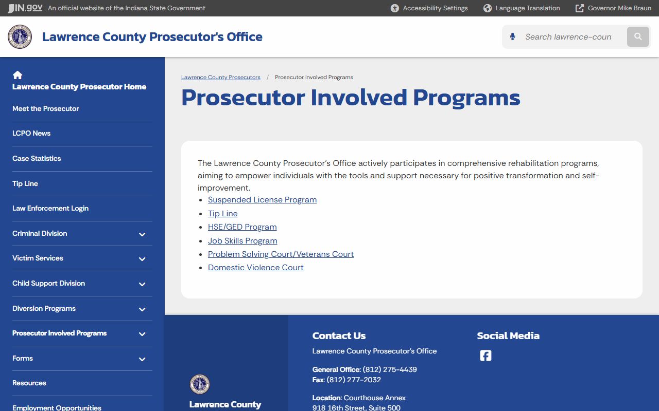 Lawrence County court charges after arrest prosecutor programs
