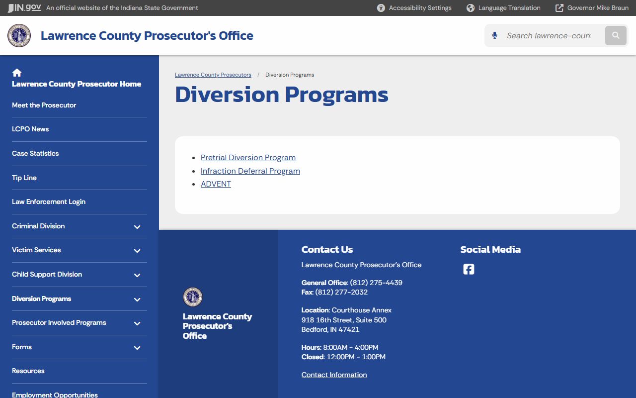Lawrence County arrest records and court charges diversion programs