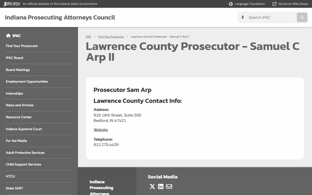 Lawrence County criminal court records Prosecutor Sam Arp source
