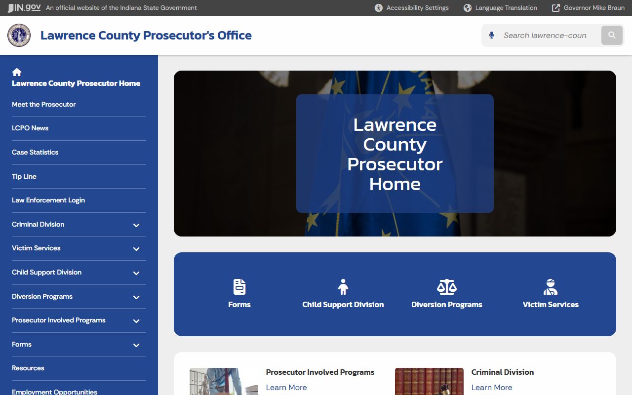 Lawrence County criminal court records prosecutor office page