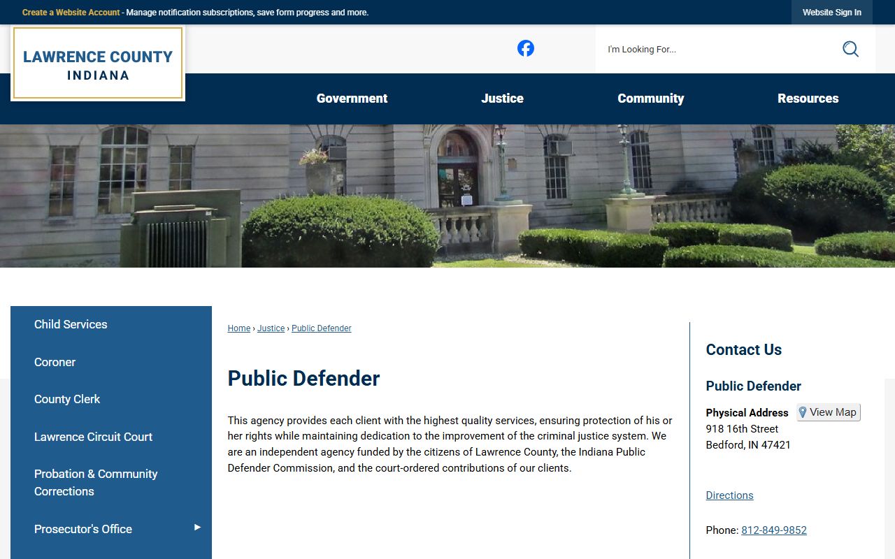 Lawrence County criminal court records public defender page
