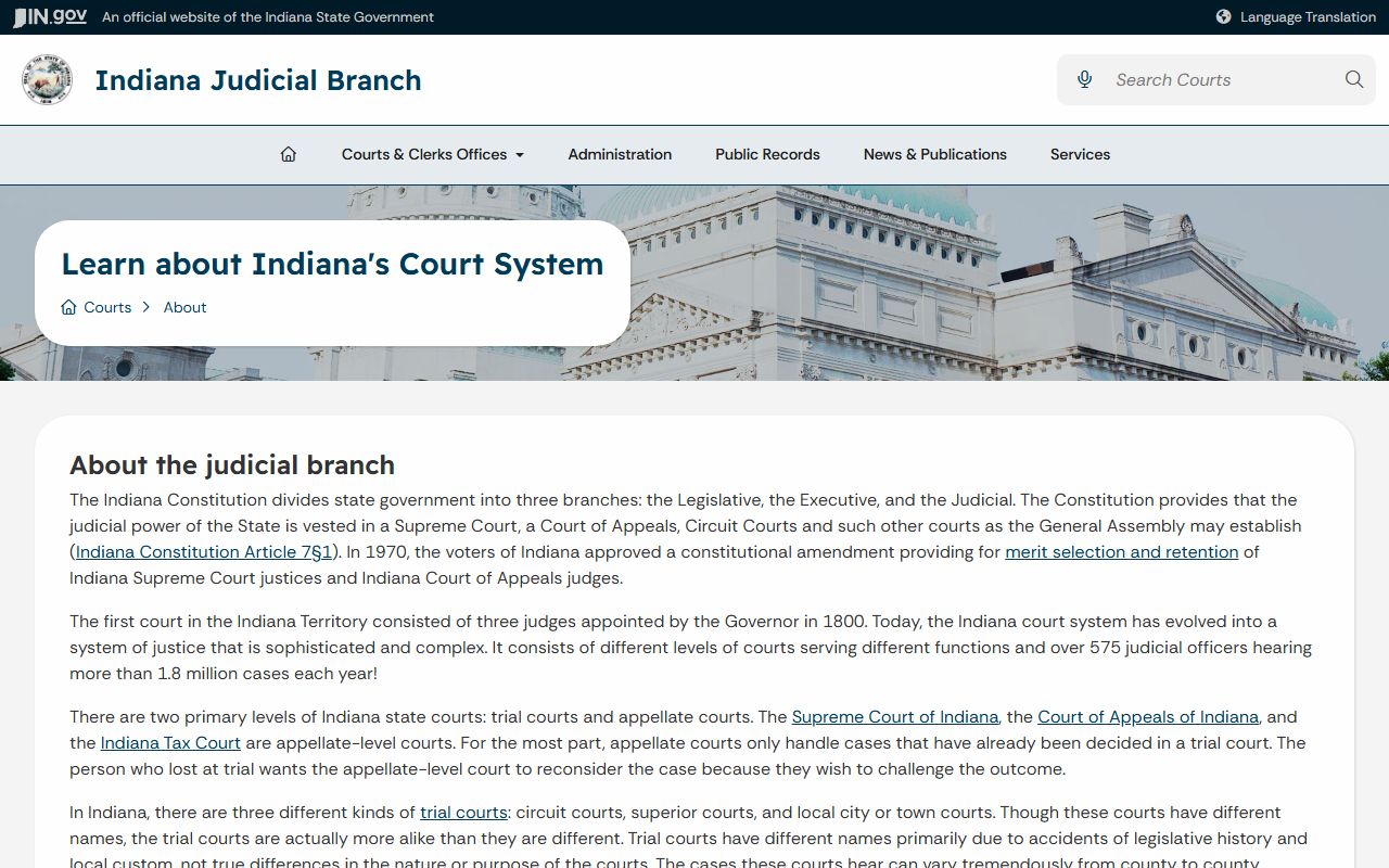 Lawrence County Circuit and Superior Courts Indiana trial court structure source