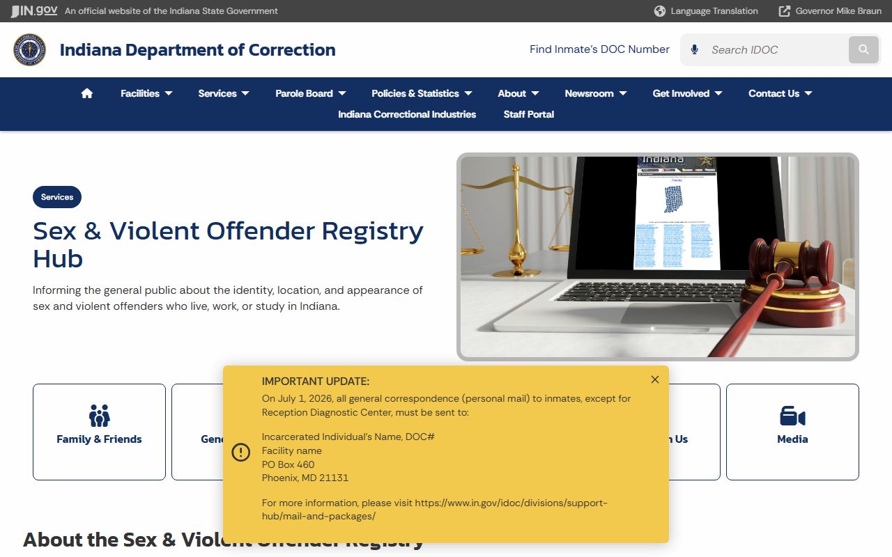 Lawrence County inmate records IDOC sex and violent offender registry