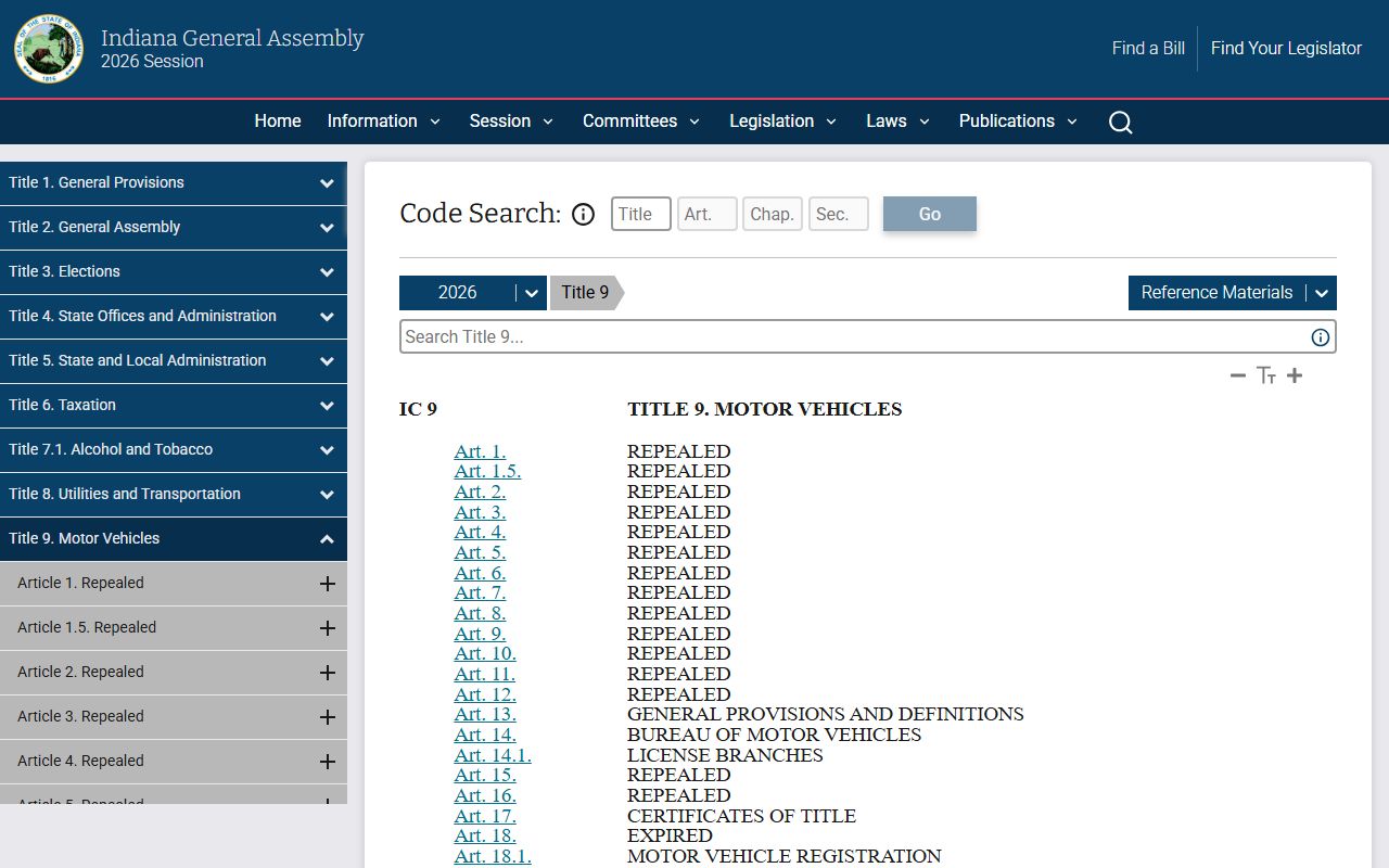 Lawrence County traffic court records Indiana motor vehicle law