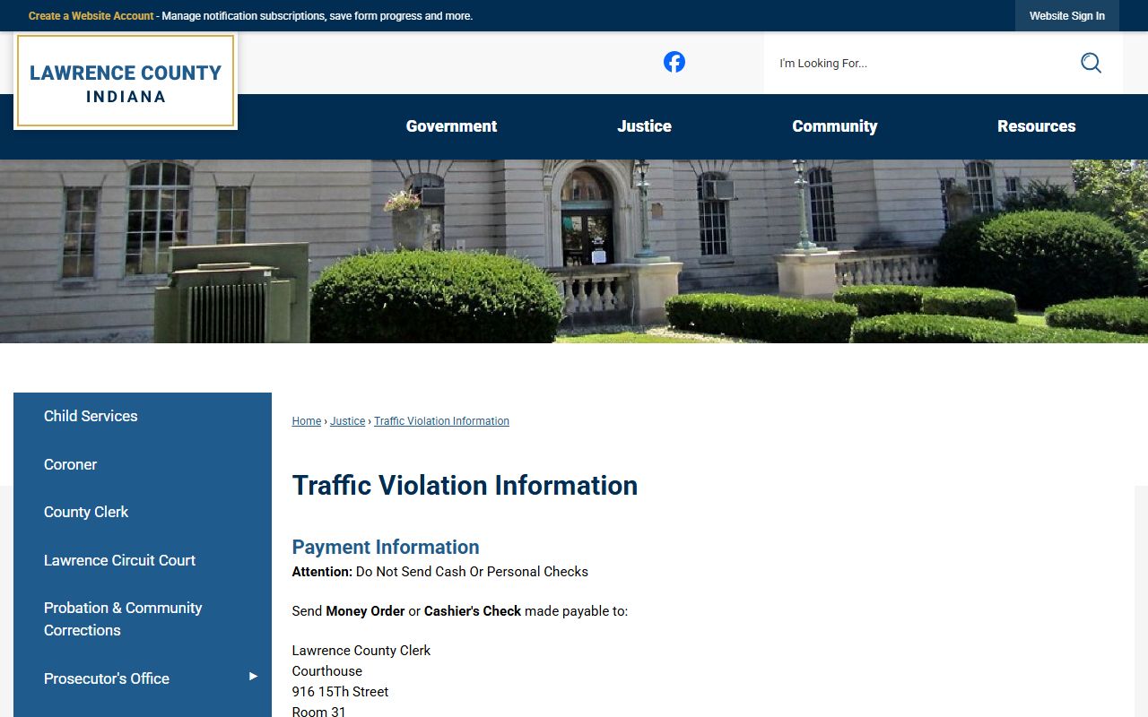 Lawrence County traffic court records payment instructions