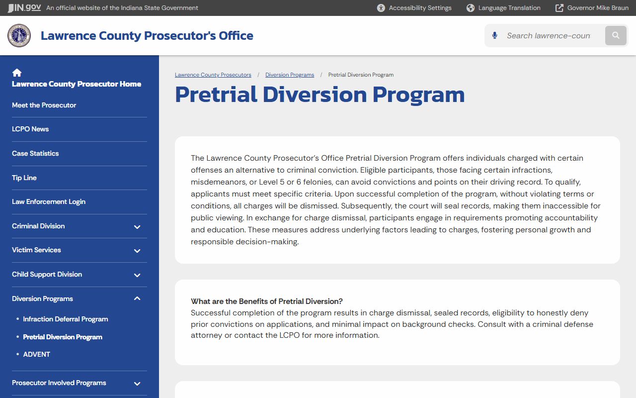 Lawrence County traffic court records pretrial deferral