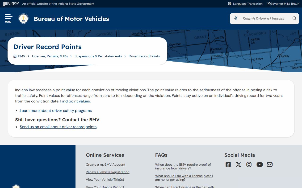Lawrence County traffic court records BMV points