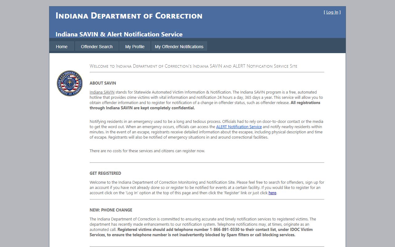 Lawrence County warrant records Indiana SAVIN notification