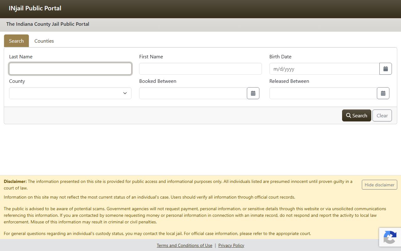 Lawrence County warrant records Indiana jail portal