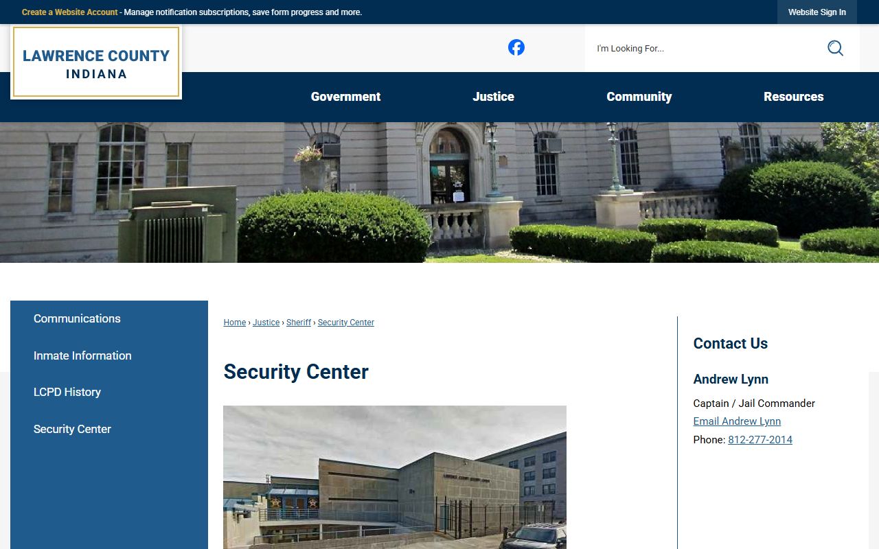 Lawrence County warrant search Security Center jail division
